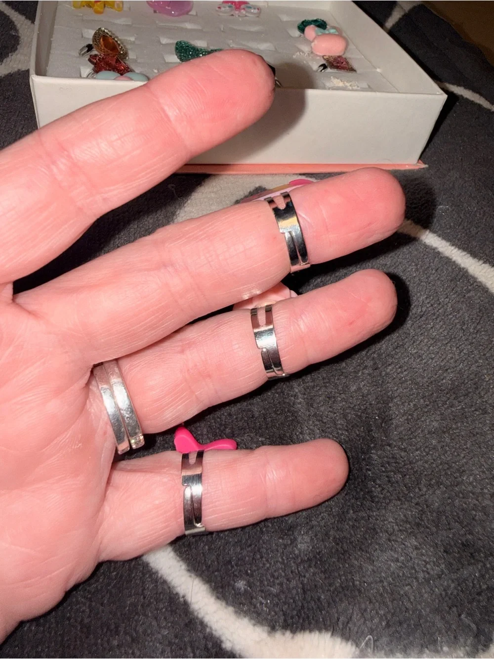 Source Unknown Pink and Blue Kids Ring Set